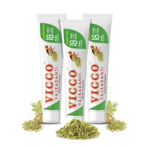 Vicco Vajradanti Ayurvedic Herbal Toothpaste by Vicco – 70 Year Legacy of Ayurveda, with 18 Ayurvedic Herbs & Barks, 100% Natural, Vegan – 7 oz (3 Pack) (7 Ounce (Pack of 3), Fennel)
