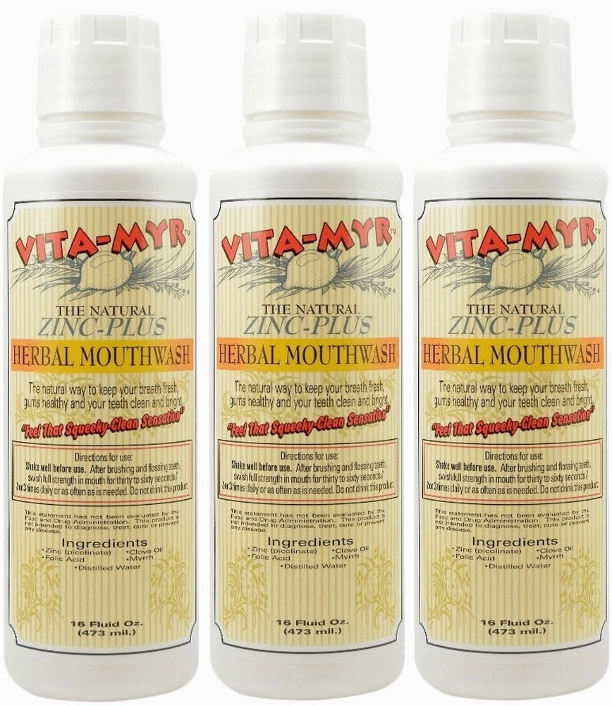 VITA-MYR 16 Ounce Herbal Mouthwash - Refreshing Herbal Formula for Oral Hygiene