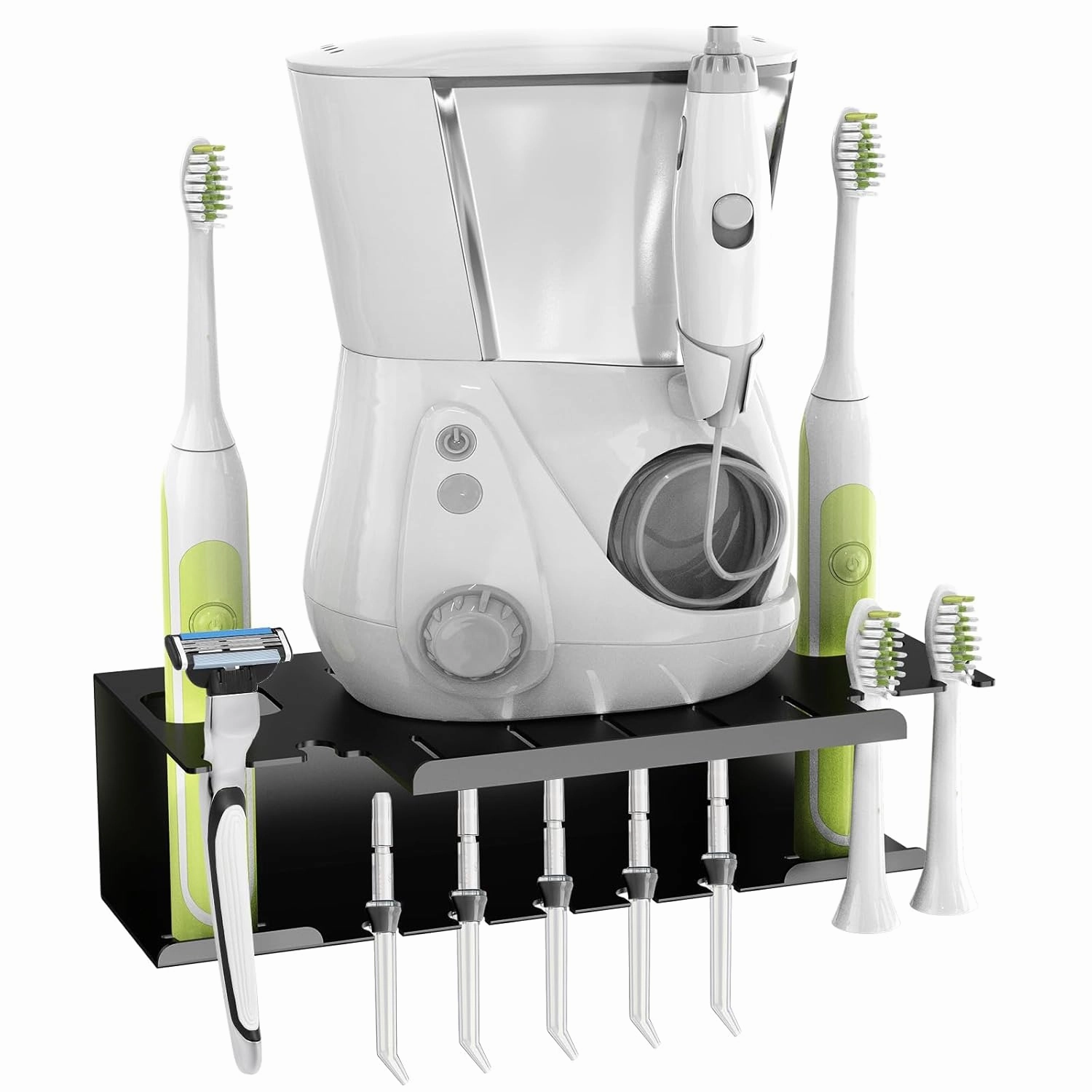 Water Dental Flosser Organizer for Bathroom, Water Flosser Holder for Sink, Water Flosser Storage for Genuine Classic Jet Tips, Electric Toothbrushes and Toothpaste- Matte Black