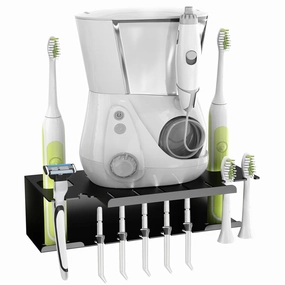 Water Dental Flosser Organizer for Bathroom, Water Flosser Holder for Sink, Water Flosser Storage for Genuine Classic Jet Tips, Electric Toothbrushes and Toothpaste- Matte Black