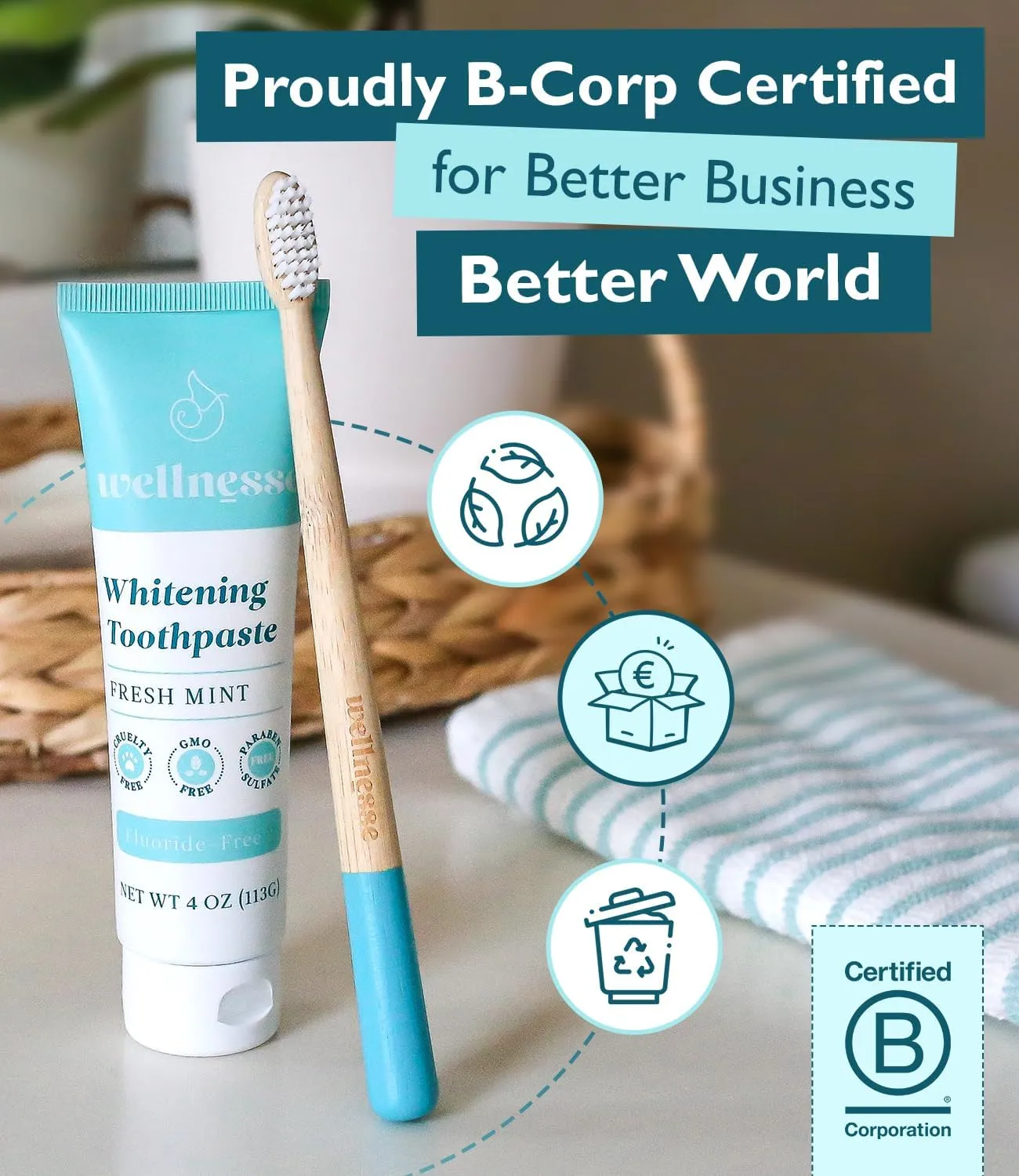 Wellnesse Whitening Hydroxyapatite Toothpaste with Xylitol, Natural Fluoride-Free Teeth Whitening Toothpaste for Adults, Strengthens Enamel, Supports Gum Health, Fresh Mint Flavor, 4 oz (Pack of 1)