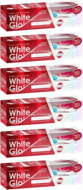White Glo Extra Strength Whitening Toothpaste Professional Choice (100ml) - Pack of 6