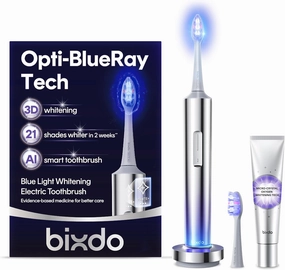Whitening Electric Toothbrush W60 - Oscillating & Sonic Blue Light Technology with Pap Toothpaste for Sensitive Teeth, 2-in-1 Cleaning   Whitening, 180-Day Battery, Smart AI Brushing Modes