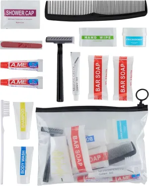 Wholesale Case of 50 Basic Hygiene Kits for Donations – Bulk Toiletry Supplies in Zip Pouch – Perfect for Donations Homeless Shelters, Relief Efforts & Charity Drives (50ct)