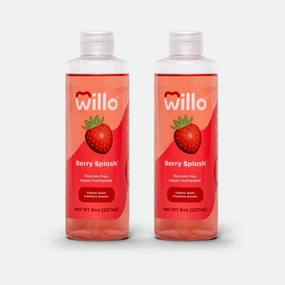 Willo Liquid Fluoride Free Toothpaste for Kids - for Use with AutoFlo Plus - Toothpaste (2-Pack, 8oz) - Berry Splash