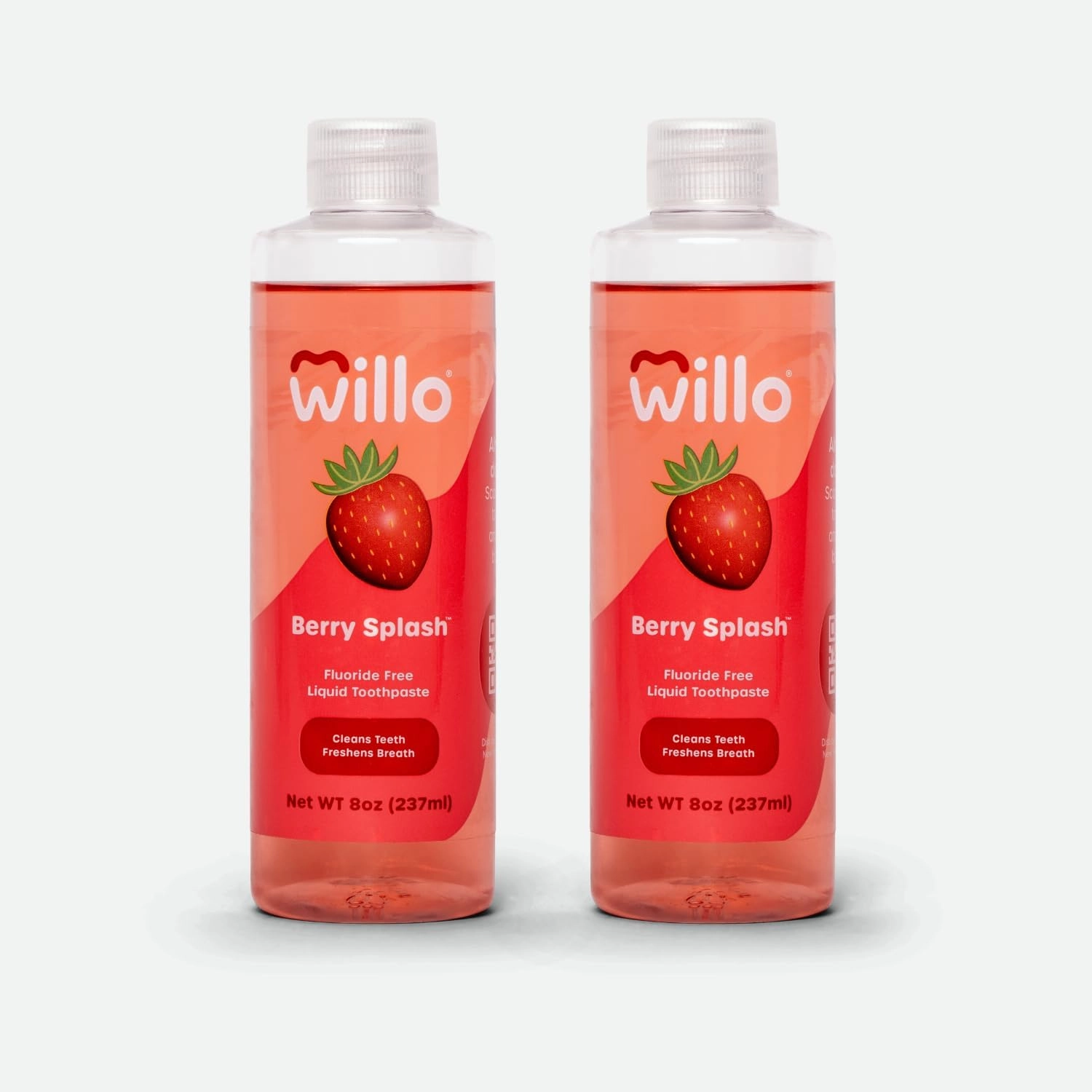 Willo Liquid Fluoride Free Toothpaste for Kids - for Use with AutoFlo Plus - Toothpaste (2-Pack, 8oz) - Berry Splash