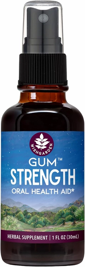 WishGarden Herbs Gum Strength Oral Health Aid - Natural Oral Gum Rinse Supplement for Adults with Myrrh & Usnea, Gum Health Mouthwash Supports Healthy Inflammatory Response and Oral Microbiome, 1oz