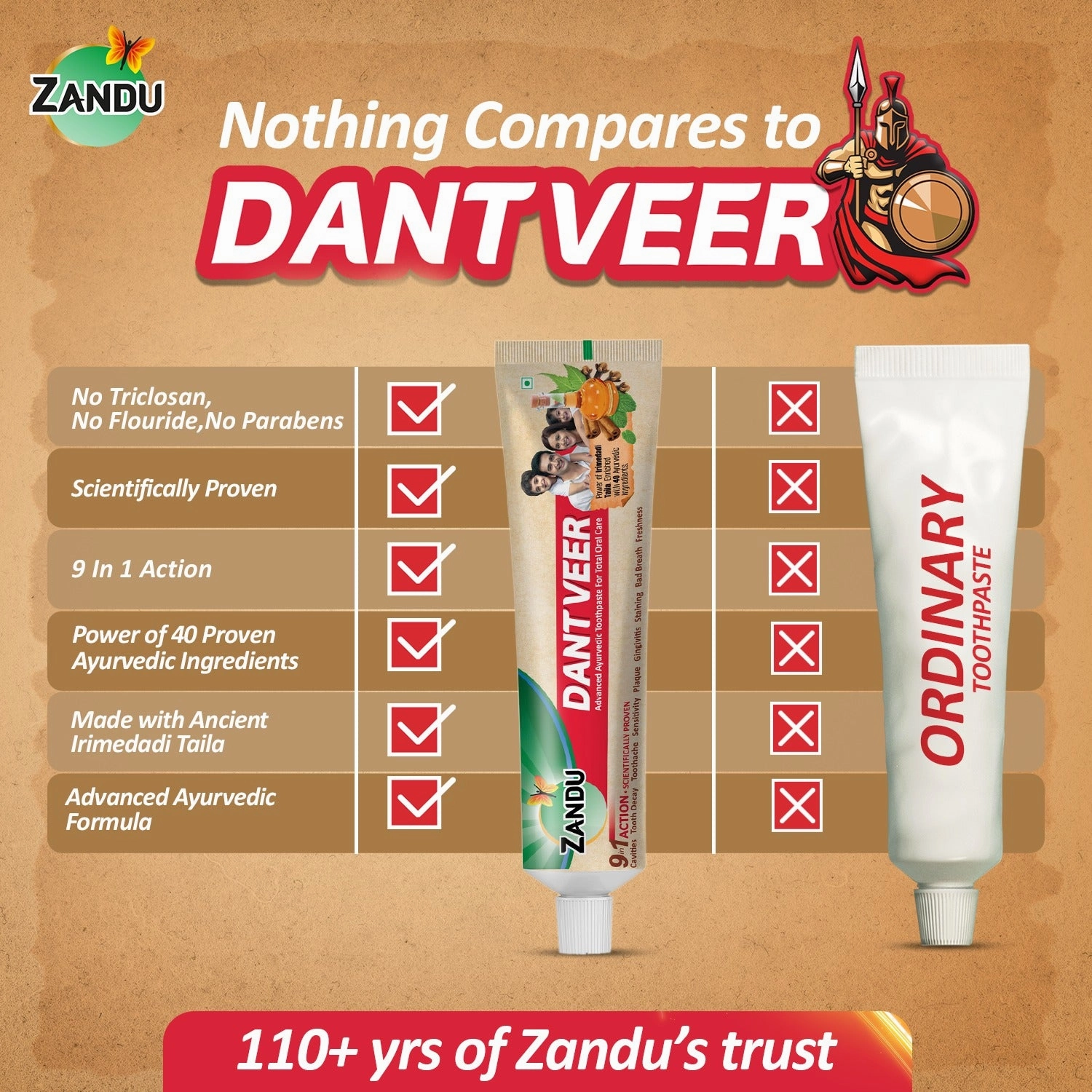 Zandu Dantveer Ayurvedic Toothpaste for Total Dental Care (Scientifically Proven)-500g