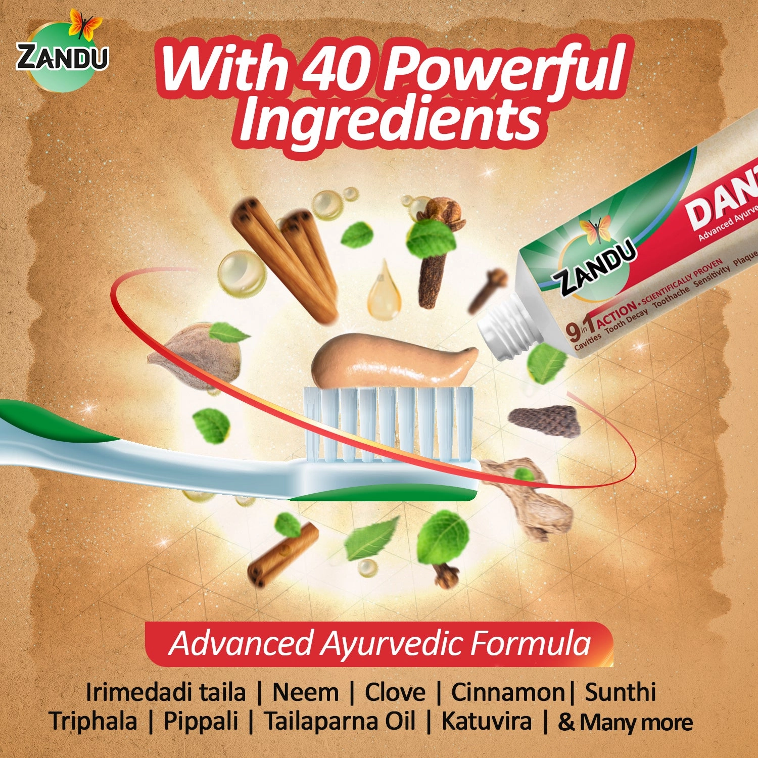 Zandu Dantveer Ayurvedic Toothpaste for Total Dental Care (Scientifically Proven)-500g