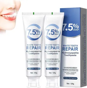 Zealburst Toothpaste, Zealburst Fluoride-Free Hydroxyapatite Teeth Whitening Toothpaste, Fresh Breath, Repair and Protect Teeth, Remove Stain (2PCS)
