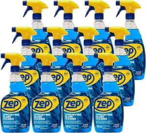 Zep Streak-Free Glass Cleaner - 32 Oz (Case of 12) ZU112032- Professional Grade Formula that Cleans Dirt, Fingerprints, Grime, Smoke Haze, and Toothpaste on Windows, Mirrors, and Other Glass Surfaces