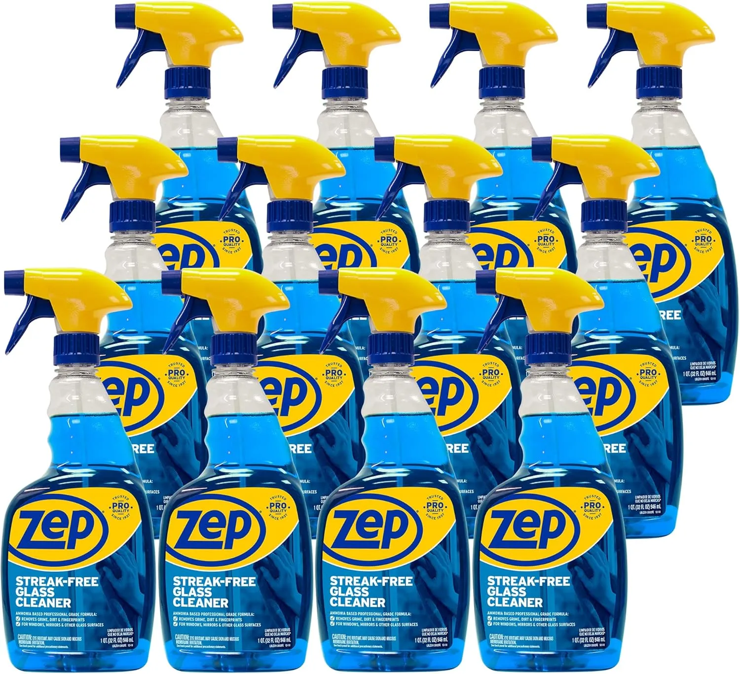Zep Streak-Free Glass Cleaner - 32 Oz (Case of 12) ZU112032- Professional Grade Formula that Cleans Dirt, Fingerprints, Grime, Smoke Haze, and Toothpaste on Windows, Mirrors, and Other Glass Surfaces