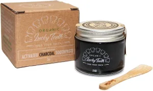 Zero Waste Glass jar Charcoal Toothpaste Xtra Whitening Toothpaste - by Lucky Teeth - All Natural, Organic, Remineralizing and Fortifying (2 oz Glass)