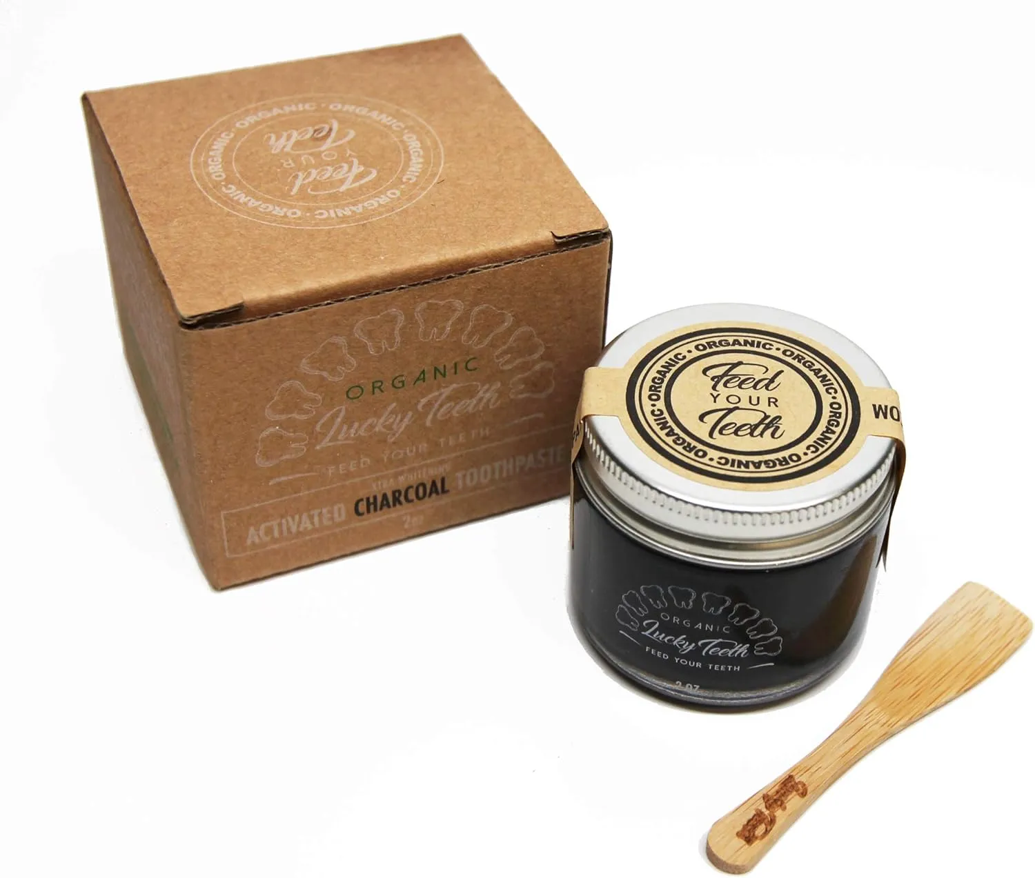 Zero Waste Glass jar Charcoal Toothpaste Xtra Whitening Toothpaste - by Lucky Teeth - All Natural, Organic, Remineralizing and Fortifying (2 oz Glass)