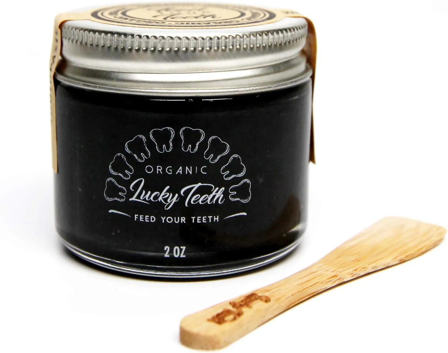Zero Waste Glass jar Charcoal Toothpaste Xtra Whitening Toothpaste - by Lucky Teeth - All Natural, Organic, Remineralizing and Fortifying (2 oz Glass)